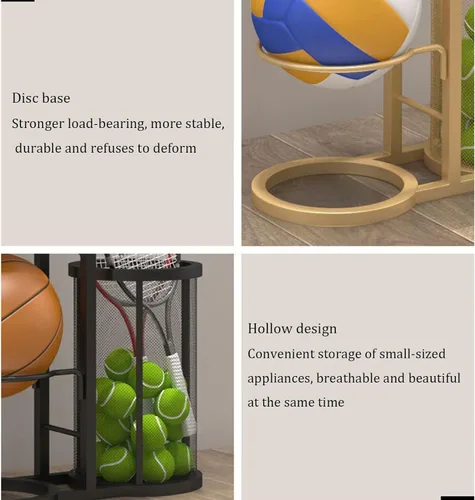 Miniatura 4 de Soporte de almacenamiento para pelotas de baloncesto, organizador de almacenamiento de equipo deportivo de garaje de 5 niveles, estante