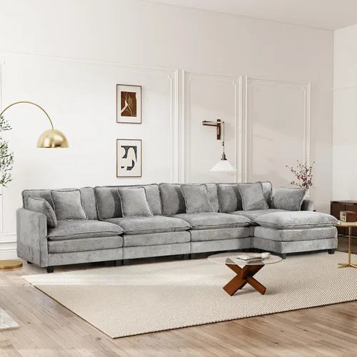 Miniatura 43 de Sofá seccional modular convertible de 76.7", sofás de dos plazas de chenilla con asiento profundo y cojines tipo loveseat para sala de estar, Beige