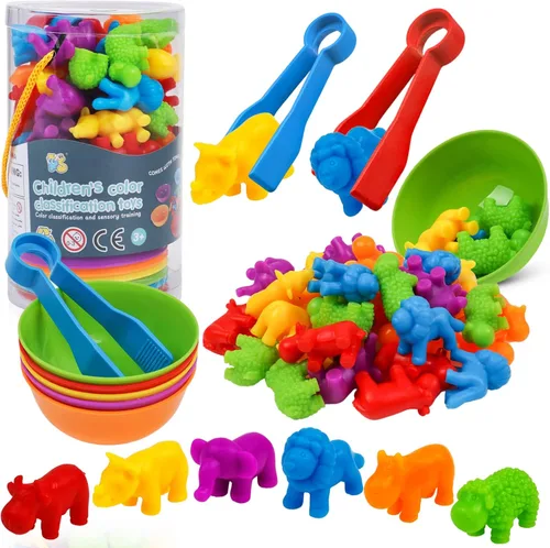 Juguete de contar animales, juegos a juego con cuencos de clasificación, juguetes de clasificación para niños pequeños, actividades de aprendizaje