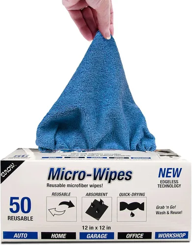 Miniatura 2 de Eurow Paños de limpieza y secado de microfibra de 200 GSM con caja dispensadora, reutilizables, sin rayas, sin arañazos, ultra absorbentes, sin