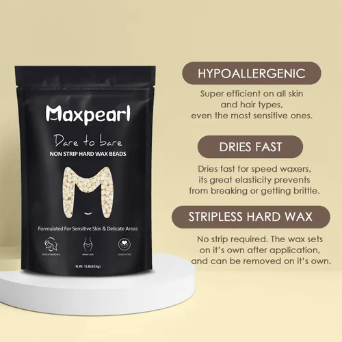 Miniatura 4 de Maxpearl - Perlas de cera para depilación facial, 1 libra de granos de cera dura hipoalergénica con ingredientes naturales para piel sensible