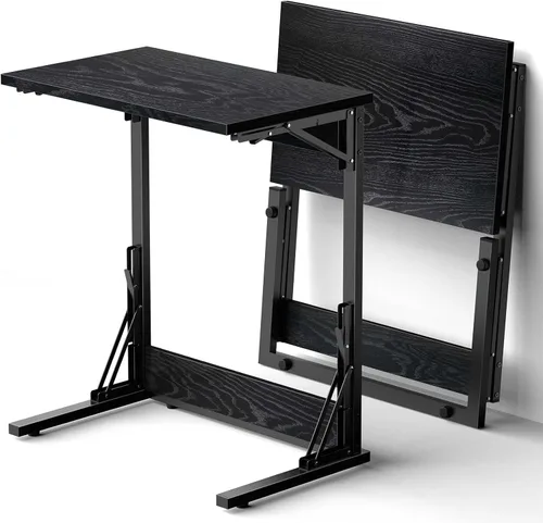 Miniatura 11 de Tatub Mesa auxiliar plegable en forma de C de 24 pulgadas, escritorio lateral pequeño para computadora portátil, mesa de bandeja de TV para sala