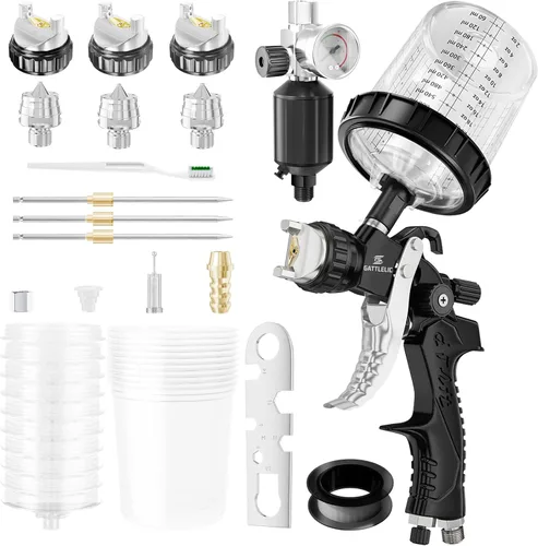 Miniatura 10 de Kit Premium de Pistola de Pulverización de Aire LVLP con Boquilla de 1.3/1.5/1.7mm y Regulador de Aire, Pulverizador de Pintura Automotriz