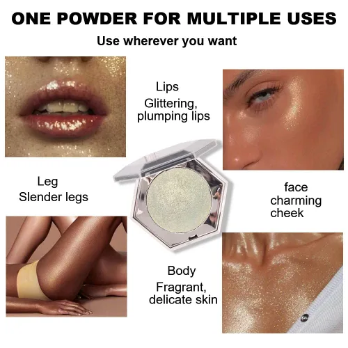 Miniatura 3 de Paleta de maquillaje con corrector en polvo para el contorno facial, iluminador facial, paleta de maquillaje con bronceador y resaltar en oro