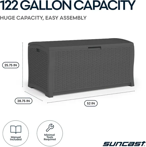 Miniatura 3 de Suncast DBW9936P - Cajón extra grande para terrazas de color gris oscuro