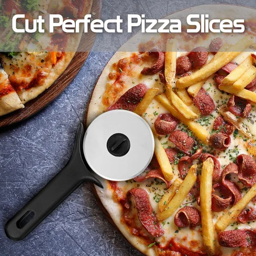 Miniatura 6 de TJ POP Cortador de pizza 2 piezas, rueda de acero inoxidable para cortar pizza, cortador de pizza súper afilado, fácil de cortar y limpiar, rueda
