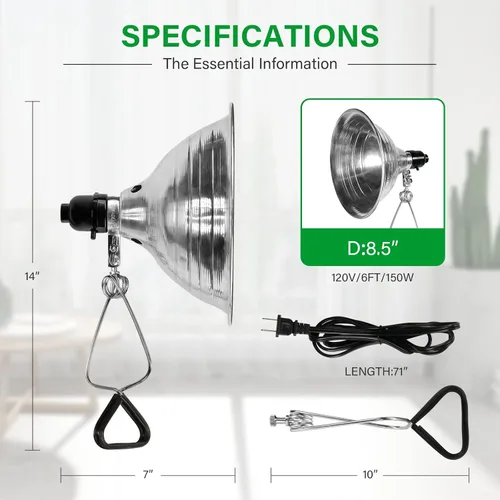 Miniatura 3 de Simple Deluxe - Paquete de 6 lámparas de abrazadera de 8.5 pulgadas con reflector de aluminio de hasta 150 W, cable de 6 pies
