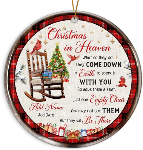 Miniatura 8 de Adorno personalizado para la primera Navidad del bebé 2025 con nombre personalizado, lindo oso en la luna, adornos redondos, regalo de primer
