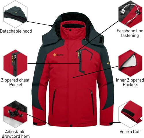 Miniatura 6 de GEMYSE Chaqueta de nieve impermeable 3 en 1 para hombre, abrigo de invierno aislado