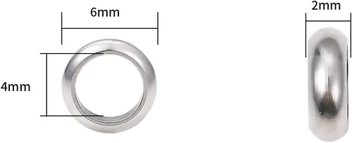 Miniatura 2 de BEADIA Cuentas espaciadoras de acero inoxidable de 0.236 x 0.078 pulgadas (0.236 x 0.079 in) para hacer joyas de bricolaje, 100 unidades con agujero