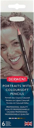 Miniatura 3 de Derwent Lápices de colores, lápices ColourSoft, Skintone, dibujo, arte, lata de metal, 6 unidades (2300217)