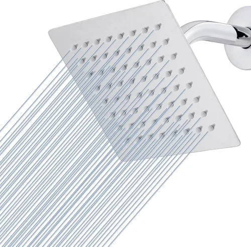 Miniatura 11 de Voolan - Regadera tipo lluvia de metal, cuadrada, de alto flujo, cobertura de cuerpo completo en cascada, montaje universal para techo o pared