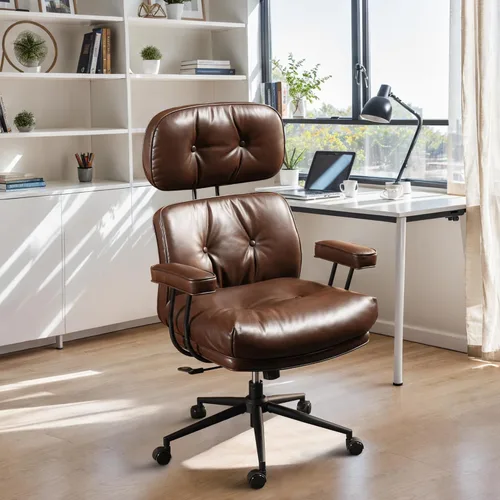 Miniatura 13 de CAODOC Silla de Oficina de Respaldo Alto, Silla Giratoria Moderna de Oficina, Silla de Juego de Tela de Gamuza Marrón, Silla de Oficina