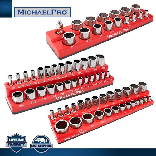 Miniatura 2 de MichaelPro MP014002 - Organizador magnético de zócalos, bandeja organizadora magnética de 3 piezas de 1/4 pulgadas, 3/8 pulgadas y 1/2 pulgadas