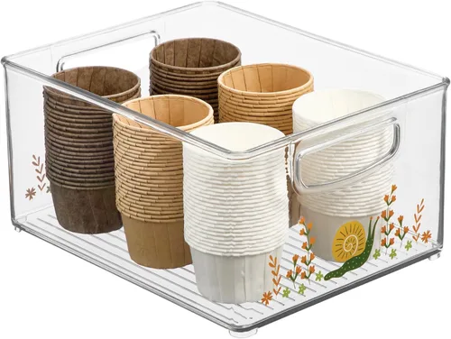 Miniatura 11 de iDesign Bathroom Organizer Bin, Decorative Print - Stackable Plastic Storage Basket for Makeup & Vanity Organization - Clear/Red