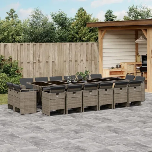 Miniatura 17 de 9 Piece Patio Dining Set with Cushions Black Poly Rattan Outdoor Furniture Set for Garden Backyard Balcony Porch
