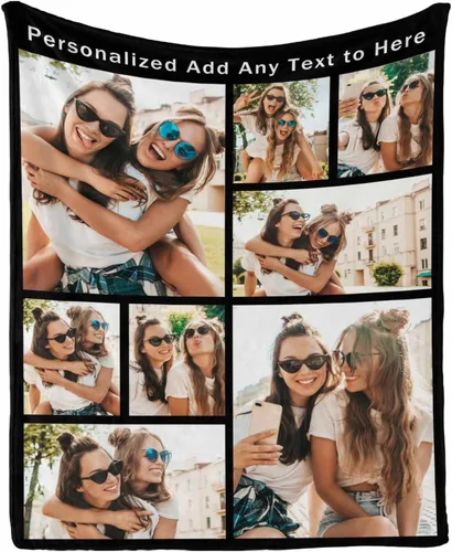 Miniatura 9 de Manta personalizada con tus fotos favoritas, manta personalizada con mis propias imágenes para familia, mamá, papá, hija, hijo, perro, hermanas