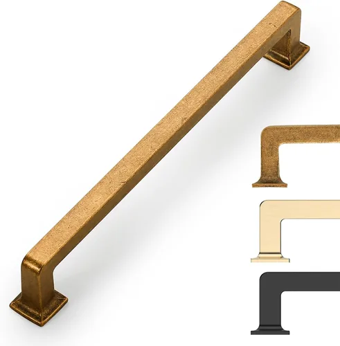 Miniatura 51 de 9BUILD Paquete de 6 pomos de latón cepillado de 1.2 pulgadas para gabinetes, pomos dorados para cajones, perillas cuadradas para gabinetes