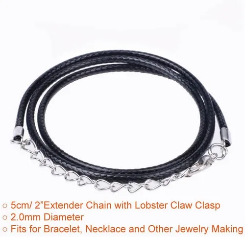 Miniatura 2 de Paxcoo 50 cordones de collar encerado negro de 18 pulgadas para hacer joyas