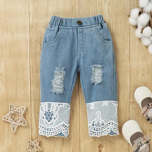 Miniatura 8 de Tikoubabe Ropa de bebé para niña y niño con encaje blanco y manga larga + pantalones vaqueros