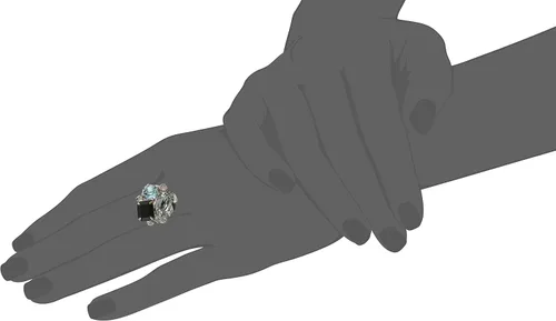 Miniatura 2 de Sorrelli Anillo de racimo esmeralda ónix negro talla 7-9 Cristal