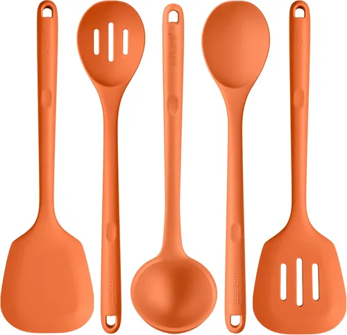 Juego de utensilios de cocina de silicona: U-Taste resistente al calor a 600ºF, herramientas de cocina extra largas de 13.6 pulgadas, espátula (5)