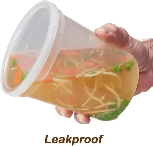 Miniatura 3 de Recipientes resistentes con tapas de 32 onzas – Vasos desechables para almacenamiento de alimentos a prueba de fugas – Recipientes de almacenamiento