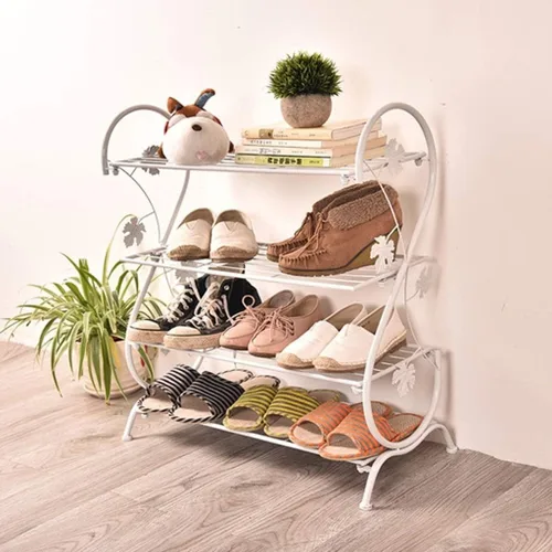 Miniatura 6 de Zapatero, banco de almacenamiento de metal de pie, organizador de zapatos, cubierta de tela no tejida, estantes apilables para pasillo, entrada