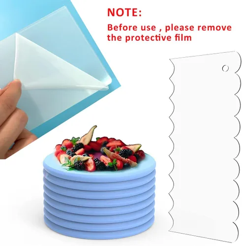 Miniatura 6 de Raspador de pasteles, 6 piezas de acrílico transparente, juego de raspadores de peine de decoración más suave, cortador de pastelería