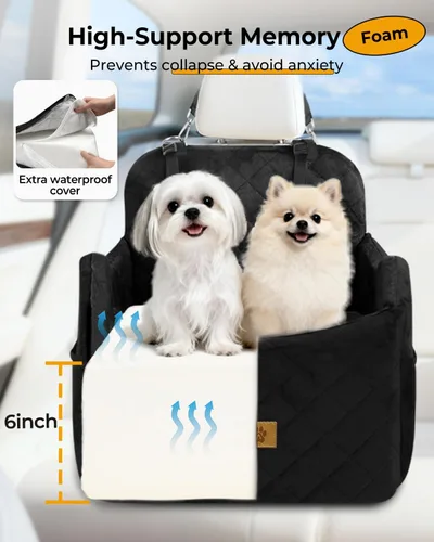 Miniatura 3 de Asiento de automóvil para perros pequeños/medianos, desmontable y lavable, asiento elevador de perro de menos de 35 libras, espuma viscoelástica