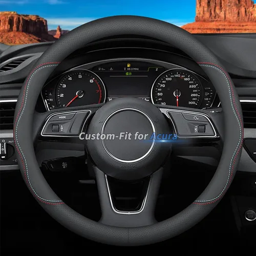 Deer Route Funda de cuero prémium a la medida para volante de automóvil con el logotipo de la marca; transpirable, antideslizante, diseñada para