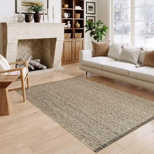 Miniatura 60 de LEEVAN - Alfombras lavables para cocina de 3 x 5 pies, alfombra de color crema para dormitorio, alfombra de algodón tejida para entrada, alfombra