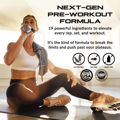 Miniatura 7 de Granite GX - Suplemento preentrenamiento, sabor mandarina explosiva, apoya la concentración, la energía y el rendimiento con teacrina, L-citrulina
