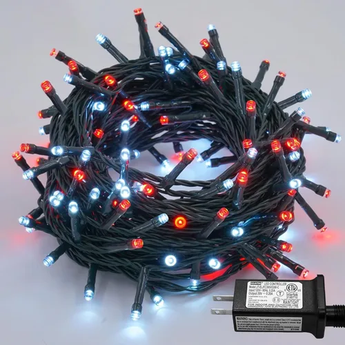 Miniatura 28 de QITONG Guirnalda de 500 luces LED de Navidad de 165 pies para exteriores, impermeable, luces multicolor con 8 modos, cable verde, luces parpadeantes