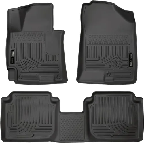 Husky Liners Weatherbeater Alfombrillas de piso | Compatible con Hyundai Elantra Sedan 2014-2016 | Delantero y 2da fila, 3 piezas negro - 98941