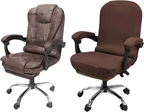 Miniatura 12 de NeColorLife Funda de terciopelo para silla de oficina con fundas para reposabrazos, funda elástica para silla de computadora de escritorio