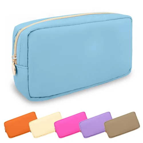 Miniatura 117 de Estuche pequeño para lápices y maquillaje para bolso, lindo estuche de lápices, bolsa de pinceles de maquillaje de nylon con cremallera, estuche