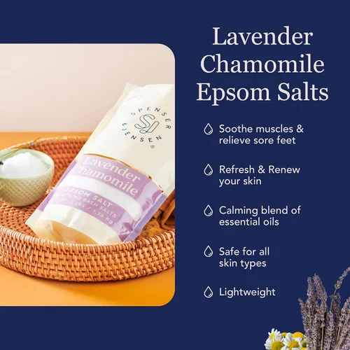 Miniatura 3 de Spenser & Jensen Sales de baño de Epsom de lavanda y manzanilla, sales de Epsom para remojo, cuidado de pies y cuidado personal, para todo