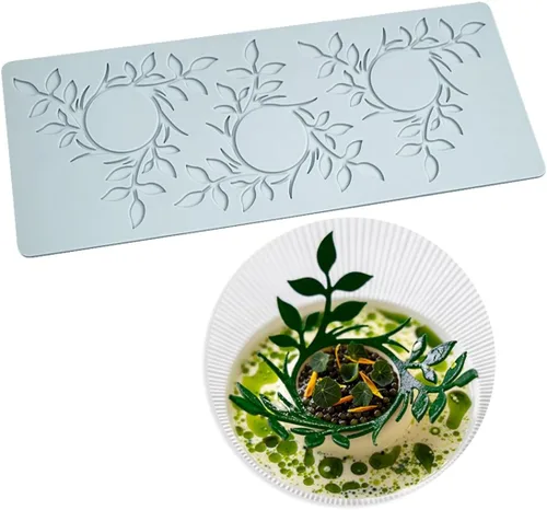 Miniatura 11 de TUKE Molde de silicona 3D para ramas de tuile de fondant para hornear, arcilla polimérica, manualidades de azúcar - Diseño de encaje de caramelo