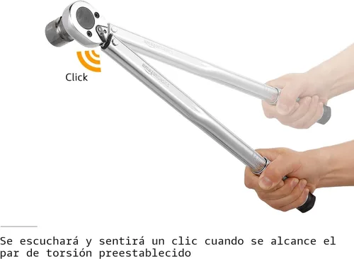 Miniatura 3 de Amazon Basics llave dinamométrica de clic de 1/2 pulgada, 20-150 pies-libras, 27.1-203.5 Nm