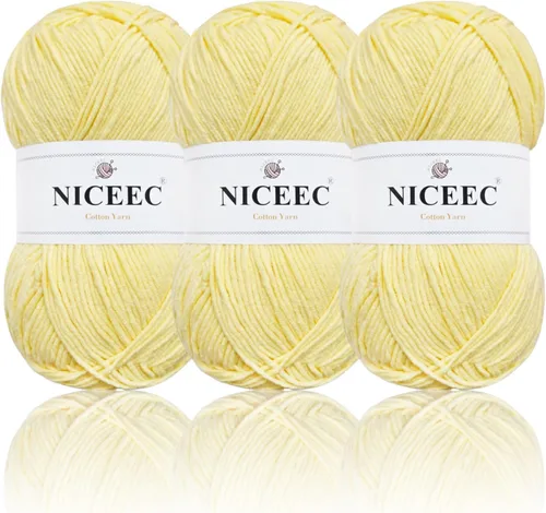 Miniatura 12 de NICEEC Hilo de algodón suave de 3 madejas, 5 capas, mezcla de algodón, suave y resistente, hilo para ganchillo y tejido, manualidades de bricolaje