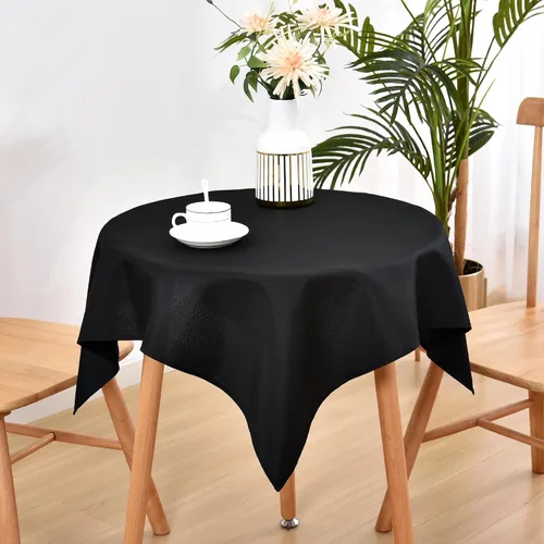 Wolkemer Mantel cuadrado pequeño de 36 x 36 pulgadas, tela lavable, mantel sólido negro para decoración de mesita de noche, cabeceros, mesas de
