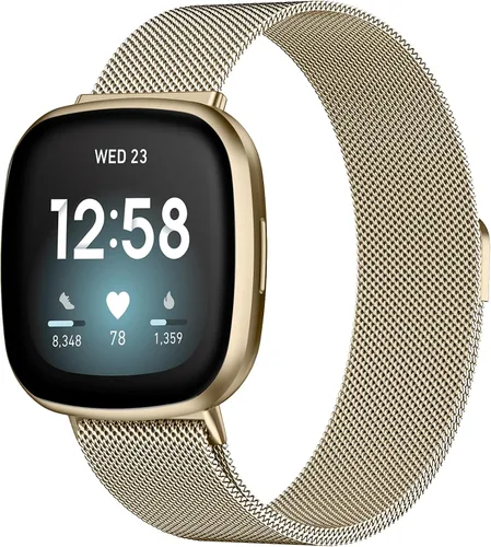 Miniatura 12 de Compatible con Correas Fitbit Sense Versa 4 Sense 2 y Versa 3 para Hombres Mujeres, Correa de Reemplazo de Malla Metálica Transpirable de Acero