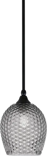 Miniatura 153 de Toltec Lighting Tallo Colgado Mini colgante, acabado de cobre negro, 3.5" cuadrado humo burbuja vidrio