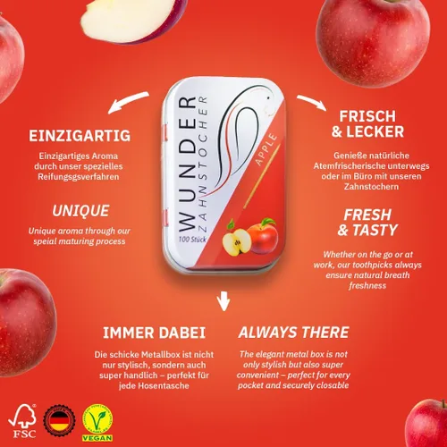 Miniatura 2 de Wonder Palillos de dientes con sabor a manzana, ayuda con dejar de fumar y malos hábitos, deja de morderse las uñas, aliento fresco, limpieza