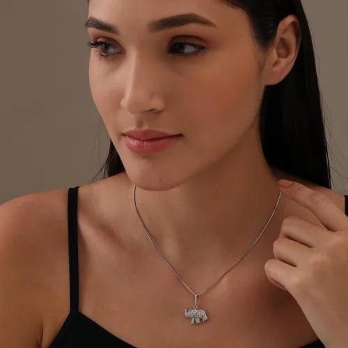 Miniatura 2 de LeCalla 925 Sterling Silver Elephant Necklace for Women Animal Necklace Pendant Gift for Animal Lover Good Luck Elephant Pendant Necklace Jewelry