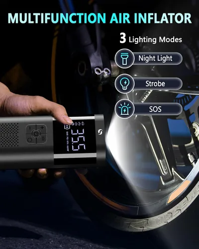 Miniatura 9 de Inflador de neumáticos, compresor de neumáticos portátil, inflador de neumáticos inalámbrico con luz LED para automóvil, motocicleta, bicicleta