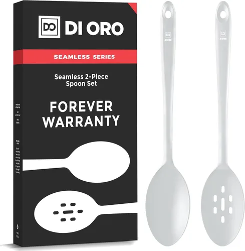 DI ORO Cucharas de silicona para cocinar, utensilios de cocina grandes para mezclar, servir y agitar, antiadherentes resistentes al calor de 600 °F,