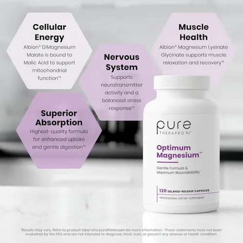 Miniatura 4 de Pure TheraPro Rx Optimum Magnesio Lisinato Glicinato y Di-Magnesio Malato, Hecho en EE.UU. Suministro para 2 Meses Quelado para Máxima