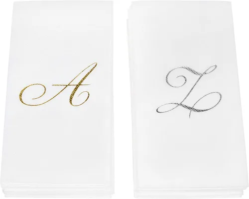Miniatura 6 de AH AMERICAN HOMESTEAD Servilletas desechables – Servilletas doradas con monograma para invitados, servilletas acolchadas como tela para baño